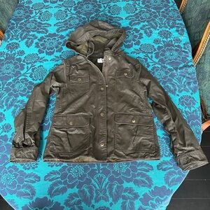 Crewcuts Girls 14 Barn Jacket Green Hood Light Spring Fall Mid Length